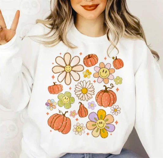 *Flowers & Pumpkins T-Shirt or Crew Sweatshirt