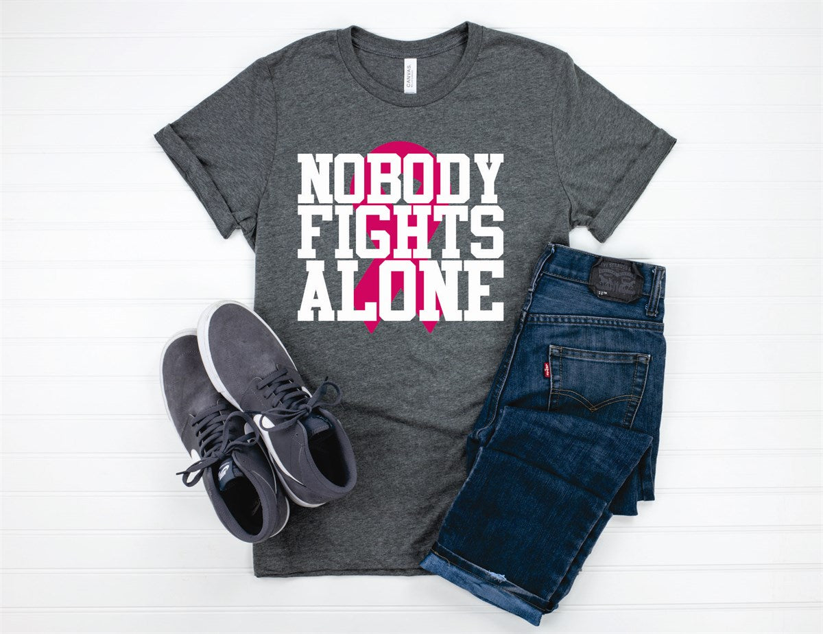 Nobody Fights Alone Breast Cancer Tee