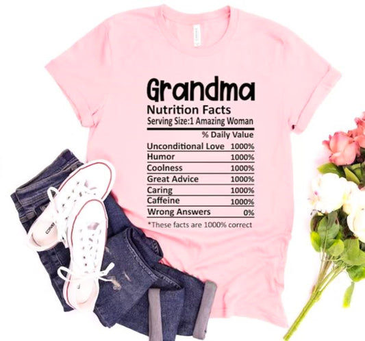 Grandma Nutritional Facts Tee