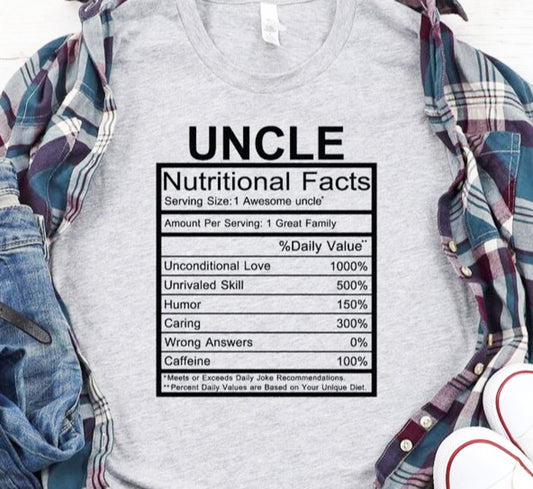 Uncle Nutritional Facts Tee