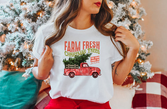 Farm Fresh Christmas Trees With Red Truck Tee