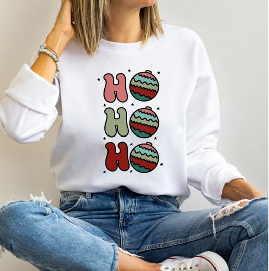 Ho Ho Ho With Ornaments Crew Sweatshirt