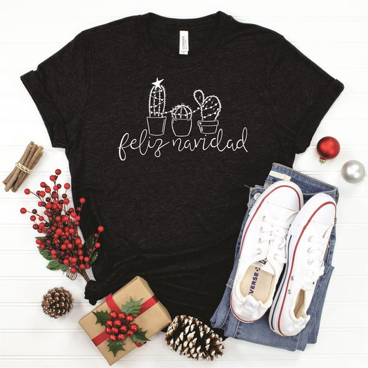 Feliz Navidad With 3 Cacti Tee