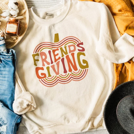 Friendsgiving In Pumpkin Crew Sweatshirt