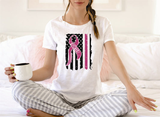 Breast Cancer Fighter Flag Tee