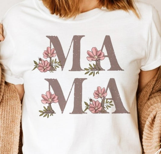 Floral Stacked Ma Ma T-Shirt or Crew Sweatshirt