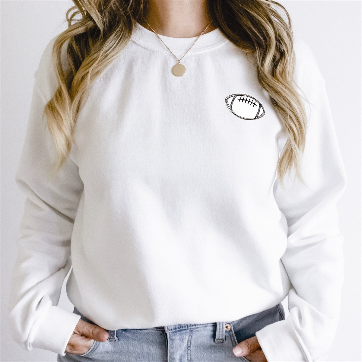 Football Pocket Embroidered Crew Sweatshirt