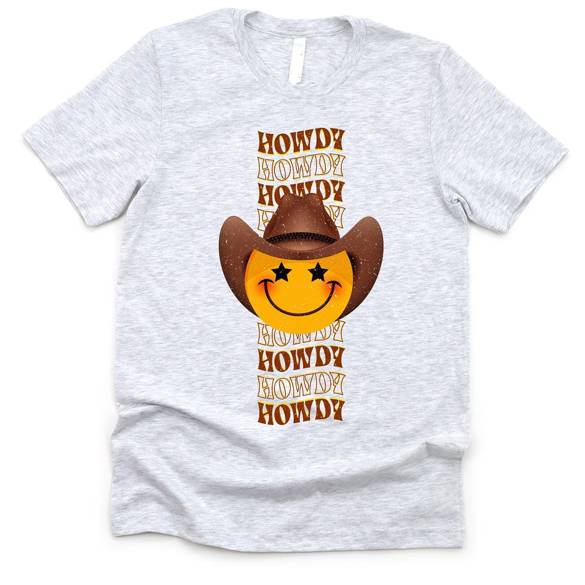 Howdy Smiley Face With Cowboy Hat & Star Eyes Tee