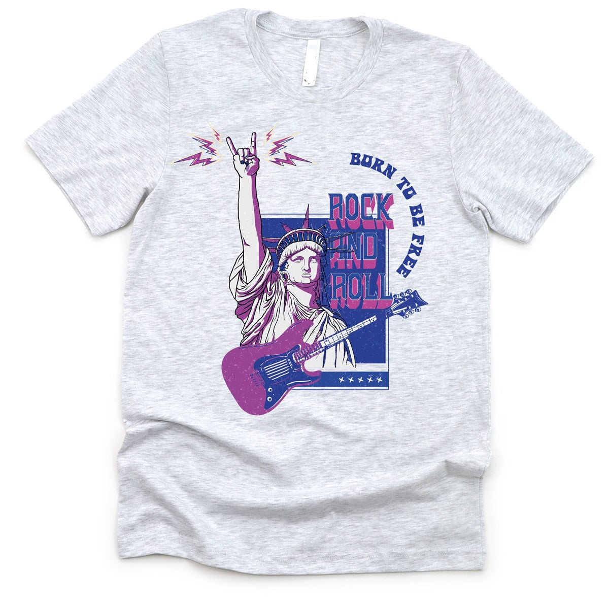 Rock & Roll Born To Be Free Statue of Liberty T-Shirt or Crew Sweatshirt