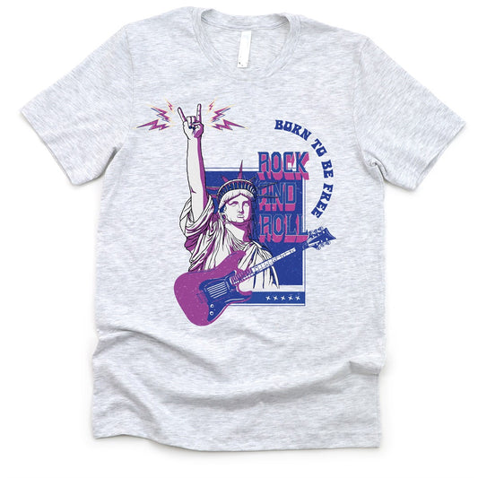 Rock & Roll Born To Be Free Statue of Liberty Tee