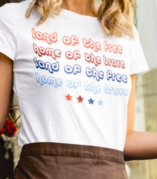 Land Of The Free (Stacked) T-Shirt or Crew Sweatshirt