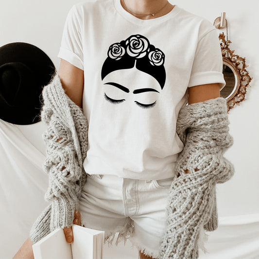 Woman's Face With Flowers Tee