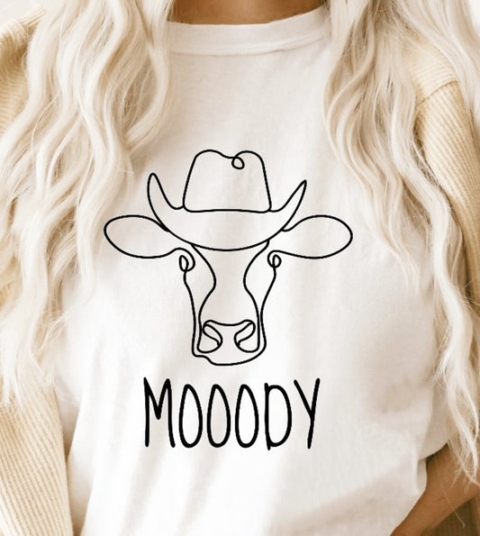 Moody Cow With Cowboy Hat Tee