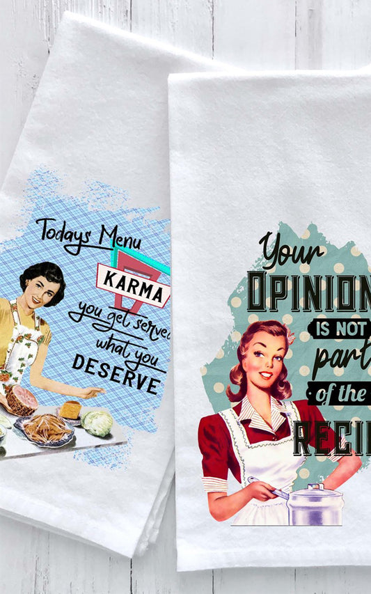 Today's Menu Karma You Get Served What You Deserve Flour Sack Towel
