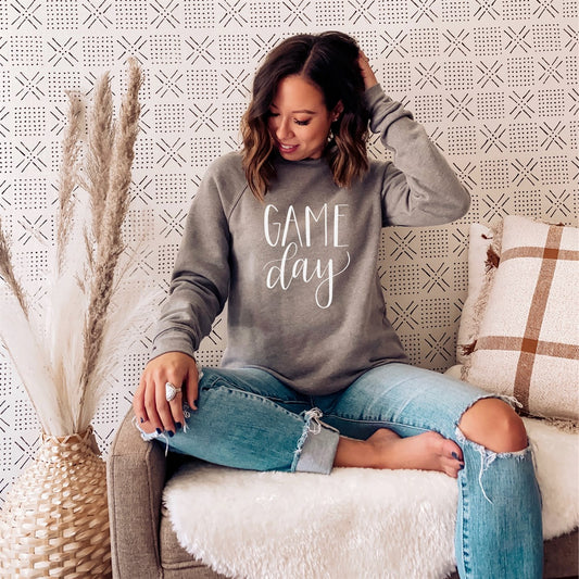Game Day Contrast Font Crew Sweatshirt