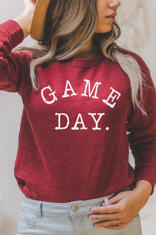 Game Day. Typewriter Print Crew Sweatshirt
