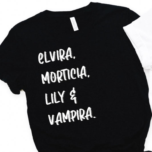 Elvira Morticia Lily & Vampira Tee