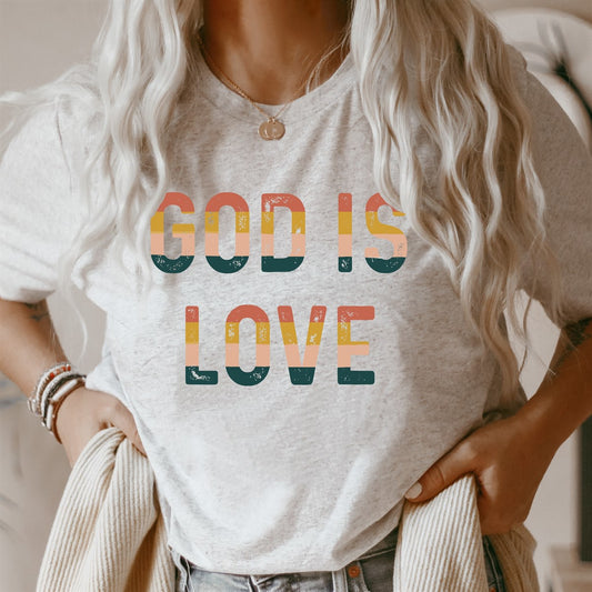God Is Love Striped Print Tee