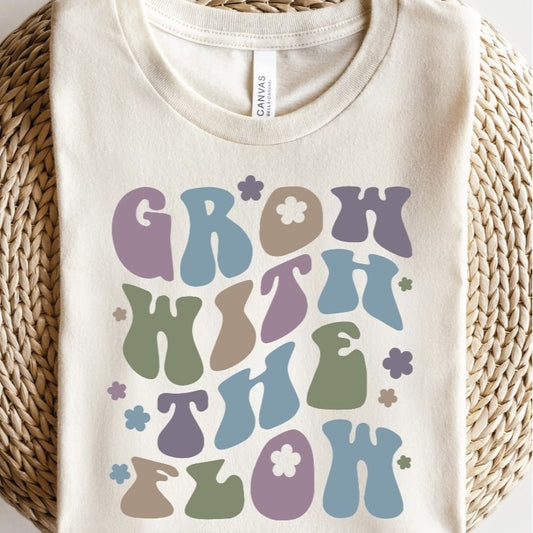 Grow With The Flow With Flowers Retro Tee