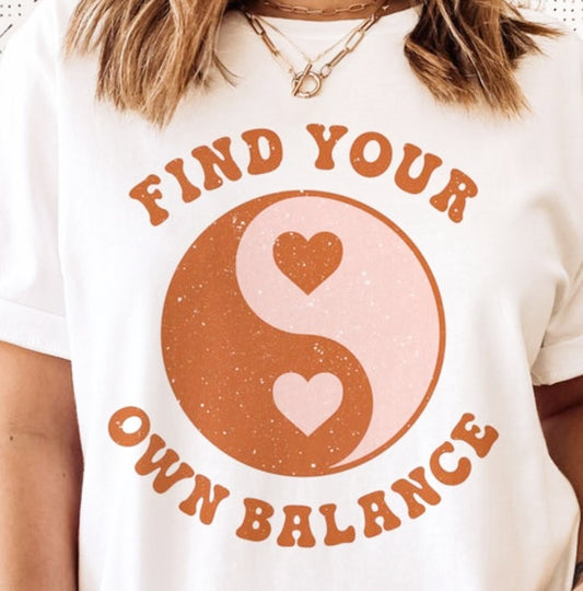 Find Your Own Balance YinYang Sign With Hearts Tee