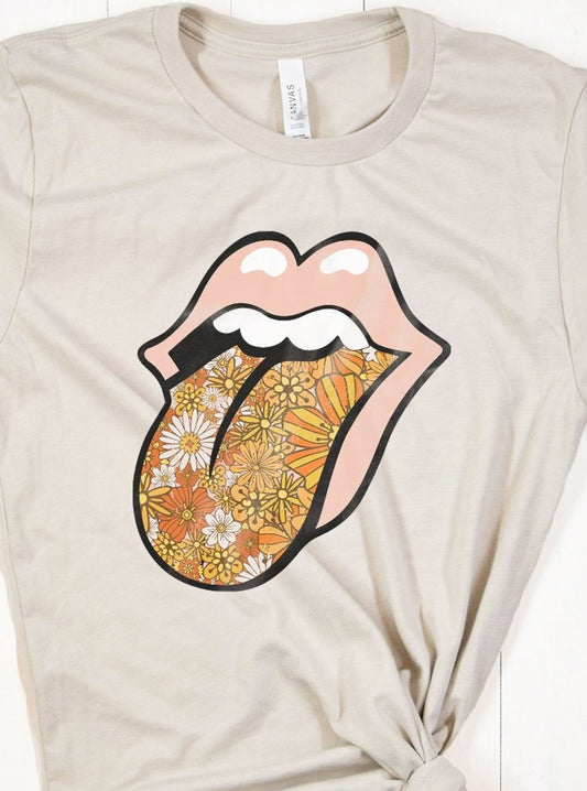 Floral Tongue & Lips Tee