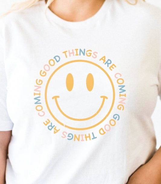 Good Things Are Coming Smiley Face Tee