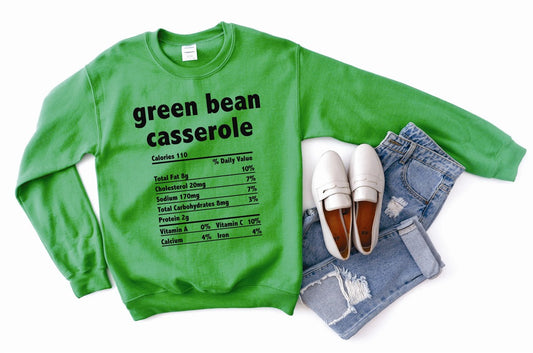 Green Bean Nutrition Facts Crew Sweatshirt