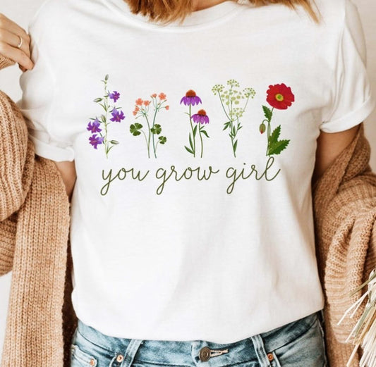 You Grow Girl With 5 Plants T-Shirt or Crew Sweatshirt