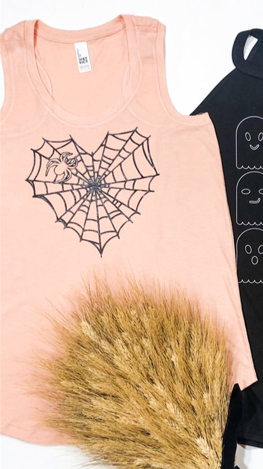 Spider Web Heart Racerback Tank