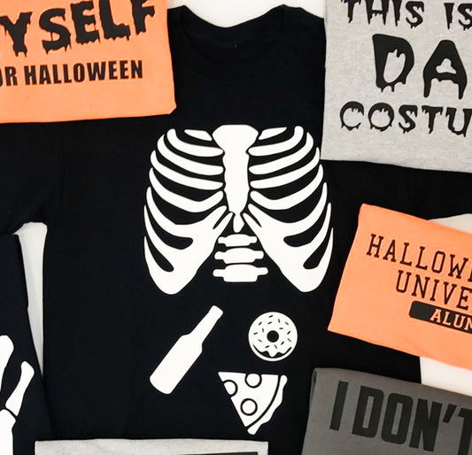 Skeleton With Pizza, Beer & Donut Tee