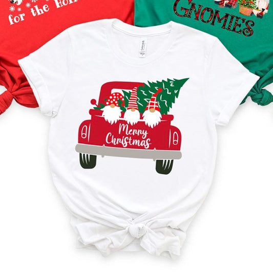 Merry Christmas Gnomes In Back Of Truck Tee