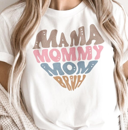 Mama Mommy Mom Bruh In Heart Shape T-Shirt or Crew Sweatshirt