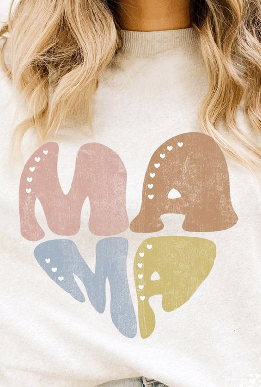 Ma Ma In Heart Shape T-Shirt or Crew Sweatshirt