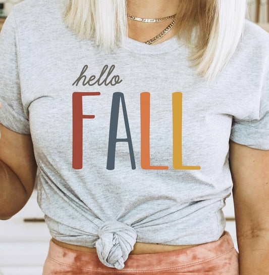 Hello Fall T-Shirt or Crew Sweatshirt