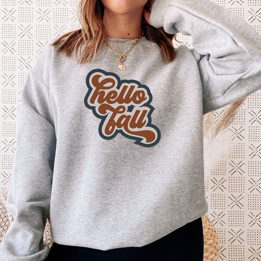 Hello Fall Retro T-Shirt or Crew Sweatshirt