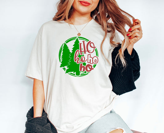 Ho Ho Ho Tree In Circle Tee