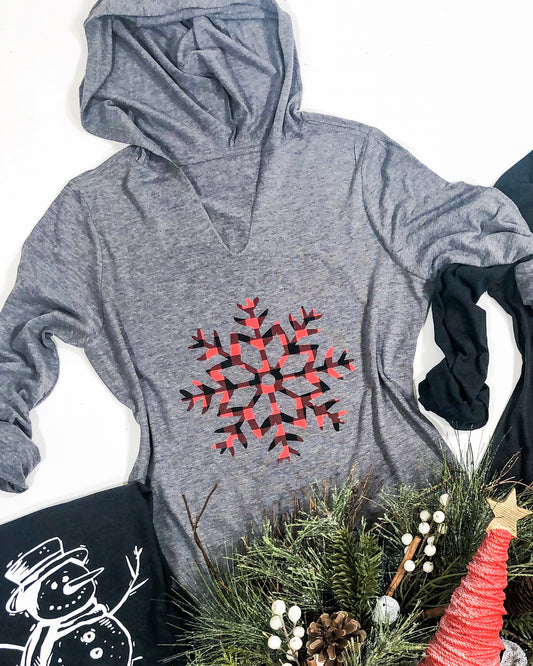 Buffalo Plaid Snowflake Lightweight Hoodie