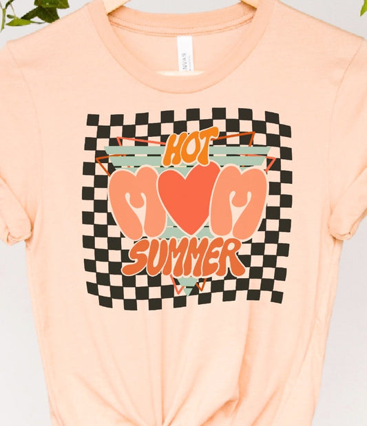 Checkered Hot Mom Summer T-Shirt or Crew Sweatshirt