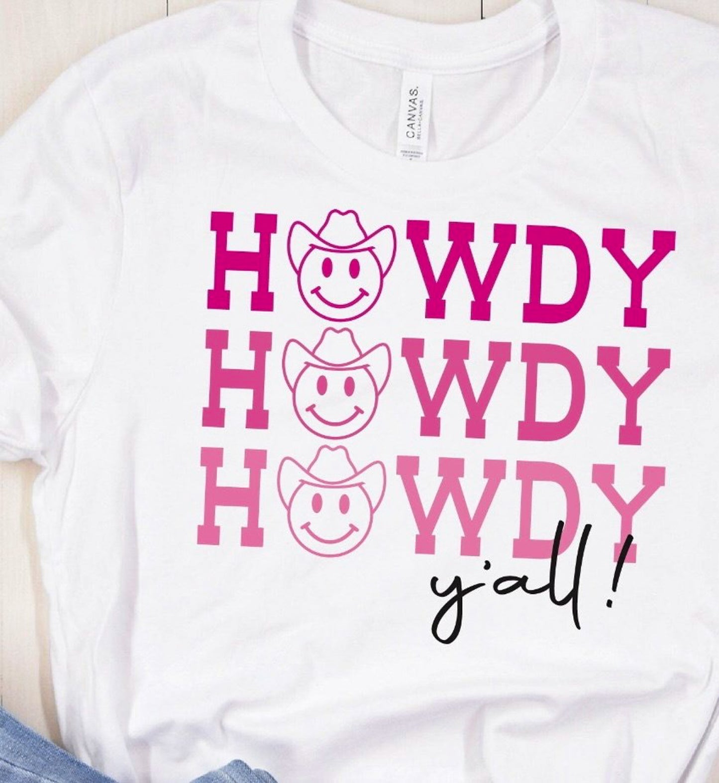 Howdy Ya'll With Smiley Faces Tee