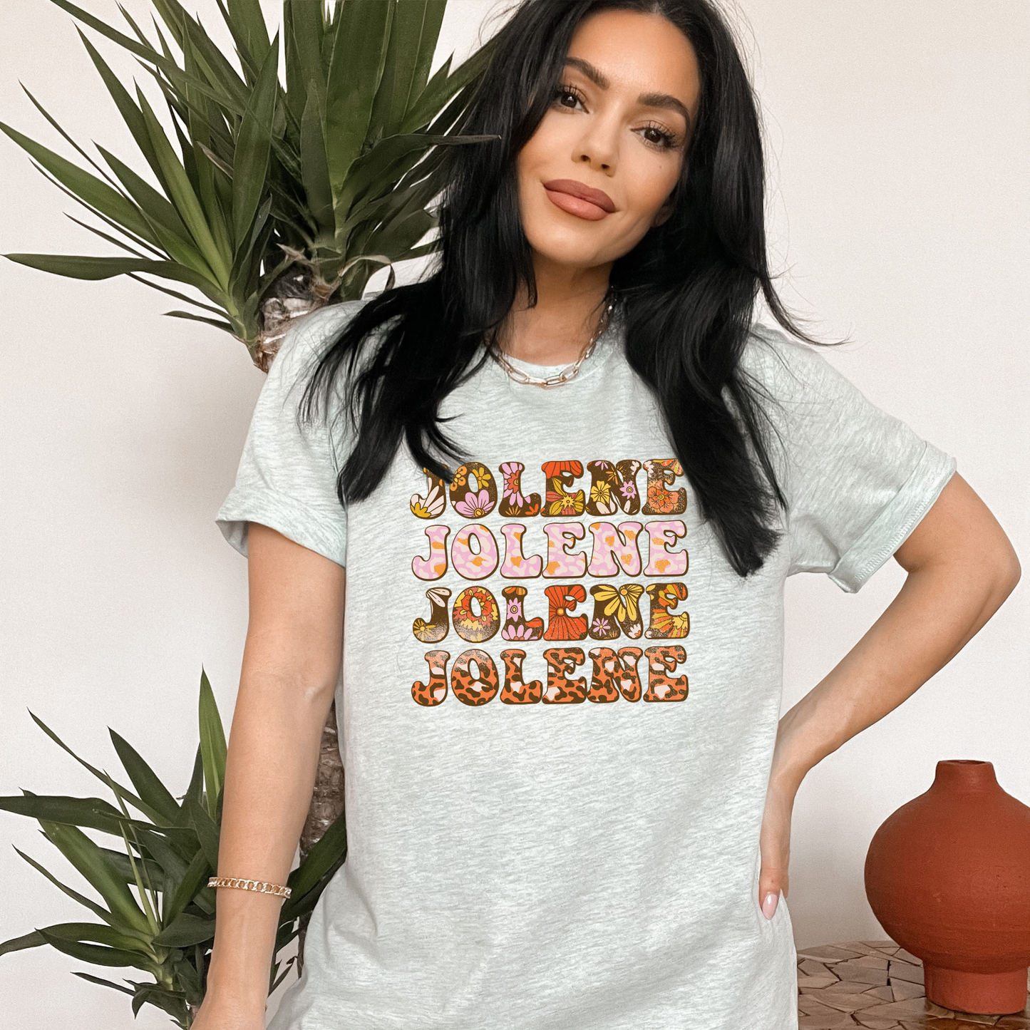 Jolene Retro Patterned Stacked T-Shirt or Crew Sweatshirt