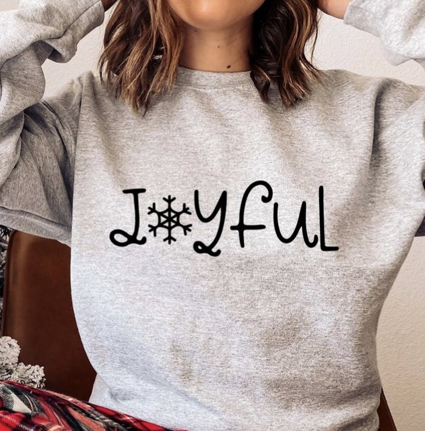 Joyful With Snowflake Crew Sweatshirt