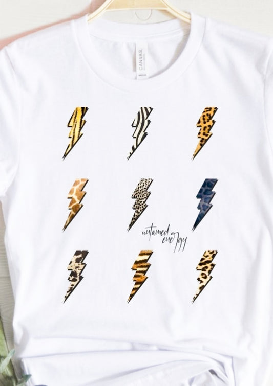 Untamed Energy Animal Print Lightning Bolt Tee