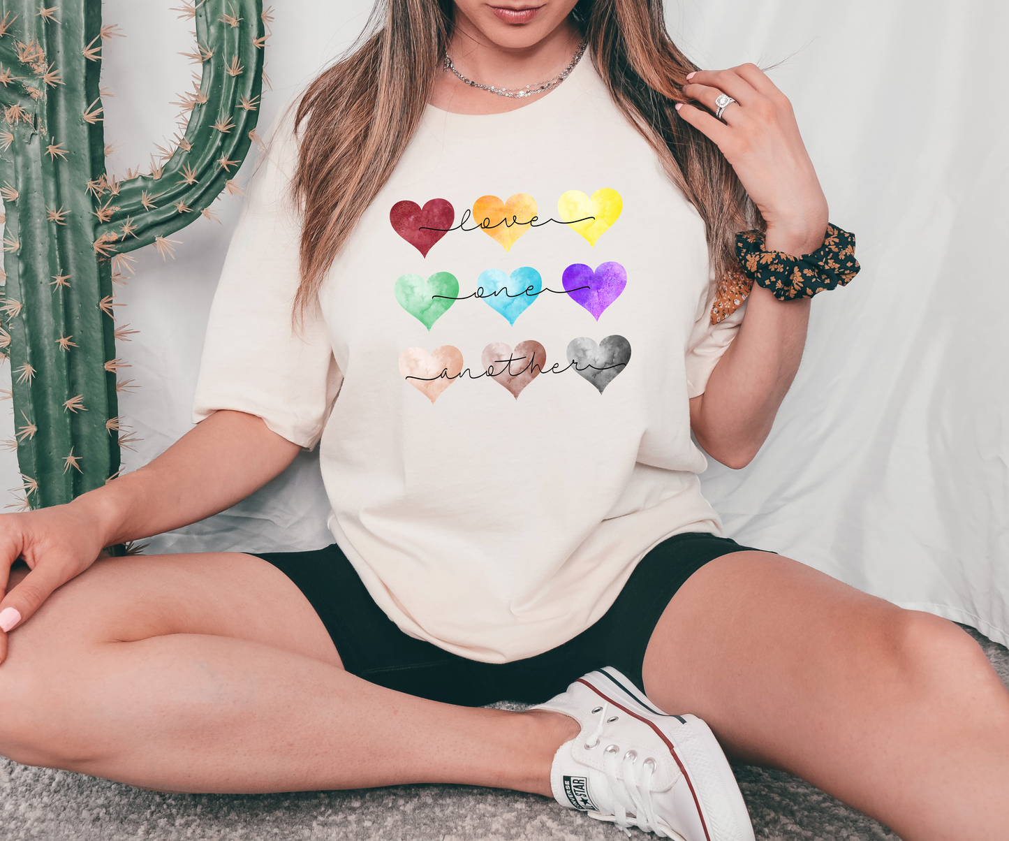 Love One Another Hearts Tee