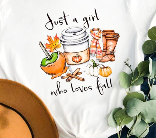 Just A Girl Who Loves Fall With Fall Things Tee