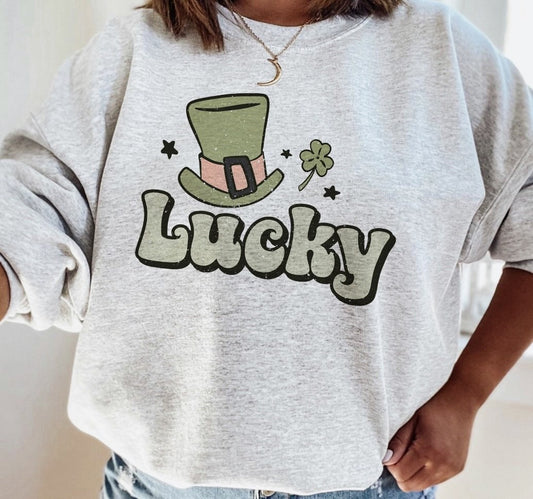 Lucky With Hat Crew Sweatshirt