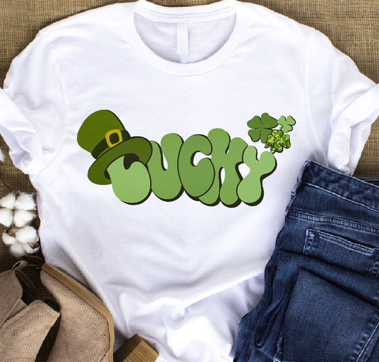 Lucky With Hat & Clovers Tee