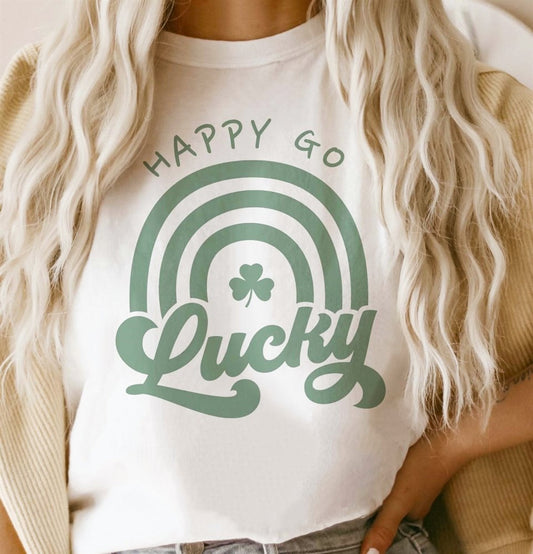 Happy Go Lucky With Rainbow Tee