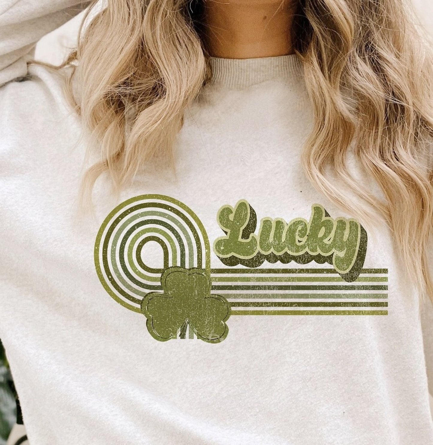 Retro Lucky With Stripes Crew Sweatshirt