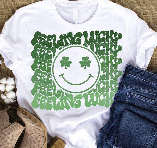 Feeling Lucky (Stacked) With Clover Eyed Smiley Tee