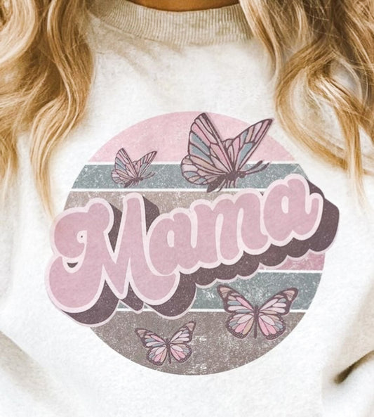 Mama In Circle With Butterflies T-Shirt or Crew Sweatshirt